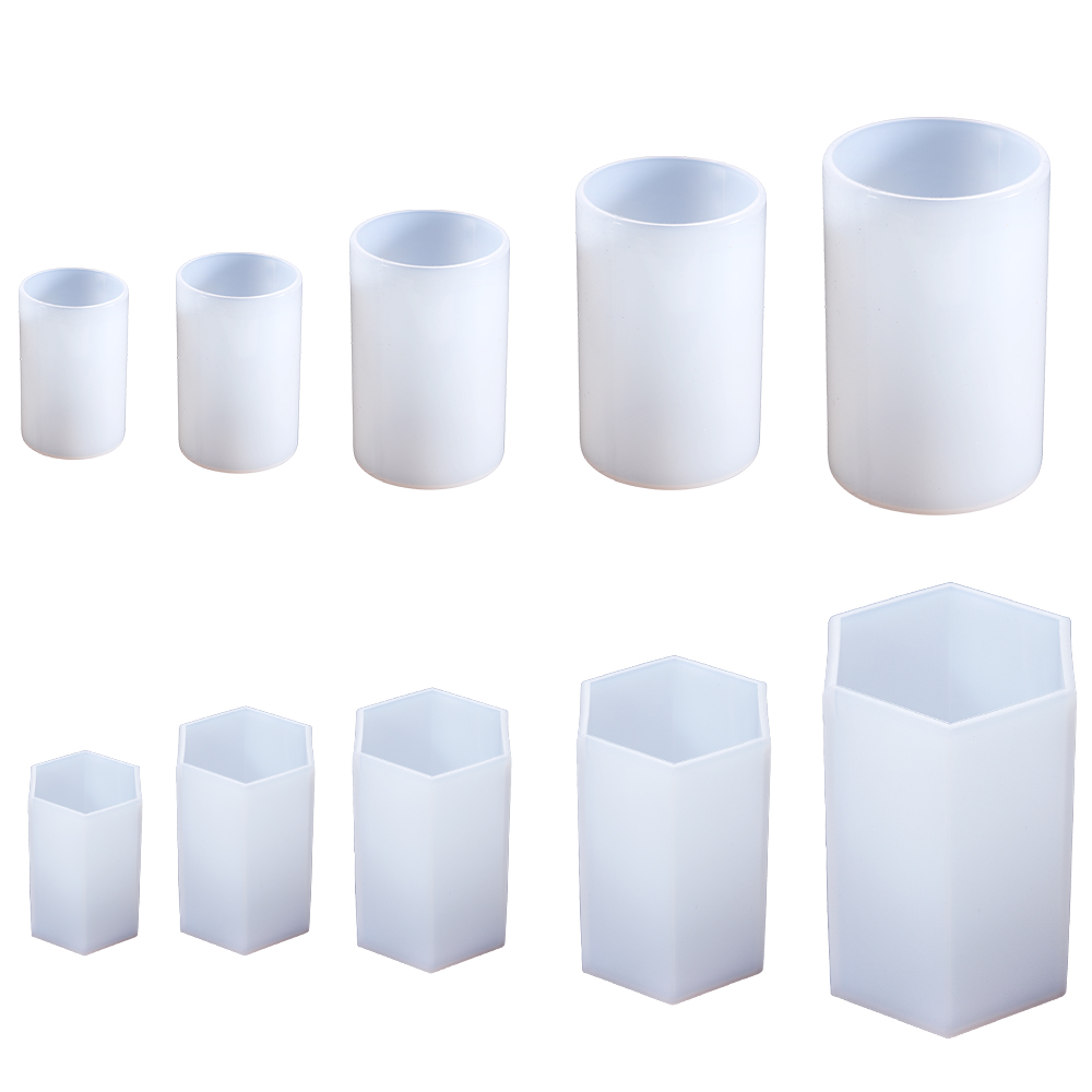 Candle Making Supplies - Cylinder formy silikonowe sześciokątne formy z